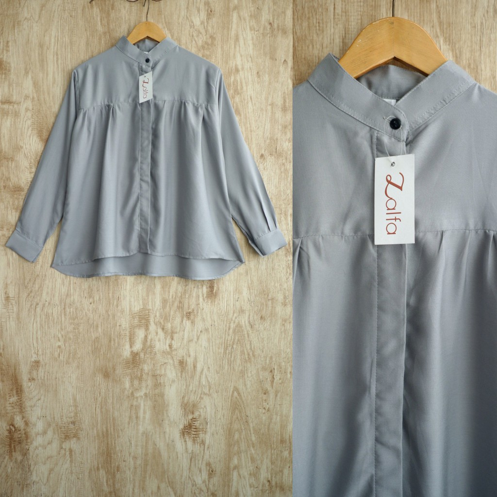 DANIA blouse by ZALFA OUTFIT / blouse polos / blouse wanita murah / blouse rayon-Lightgrey (R.Twill)