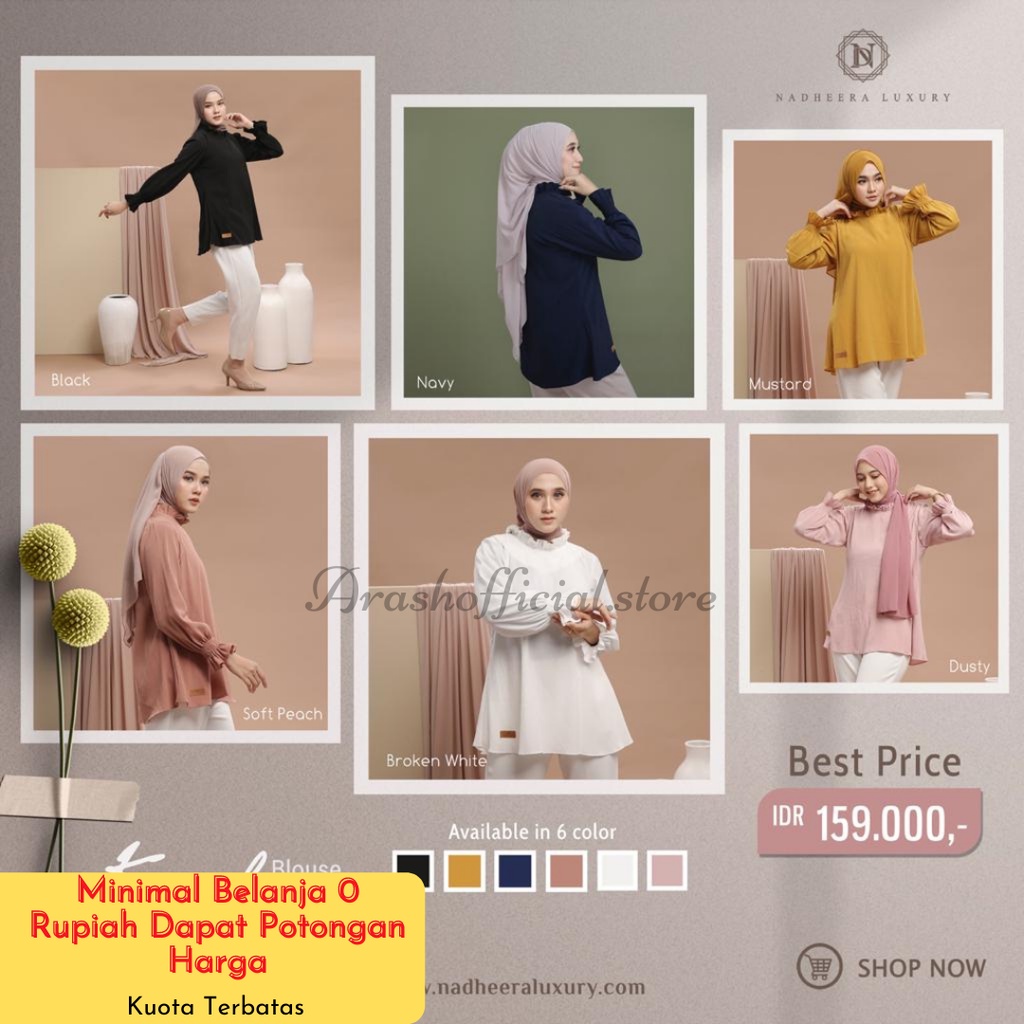 Baju Kerja Wanita KLA Niki Blouse Atasan Blouse Wanita / Atasan Kerja Wanita Keela  Ori Nadheera Luxury-1