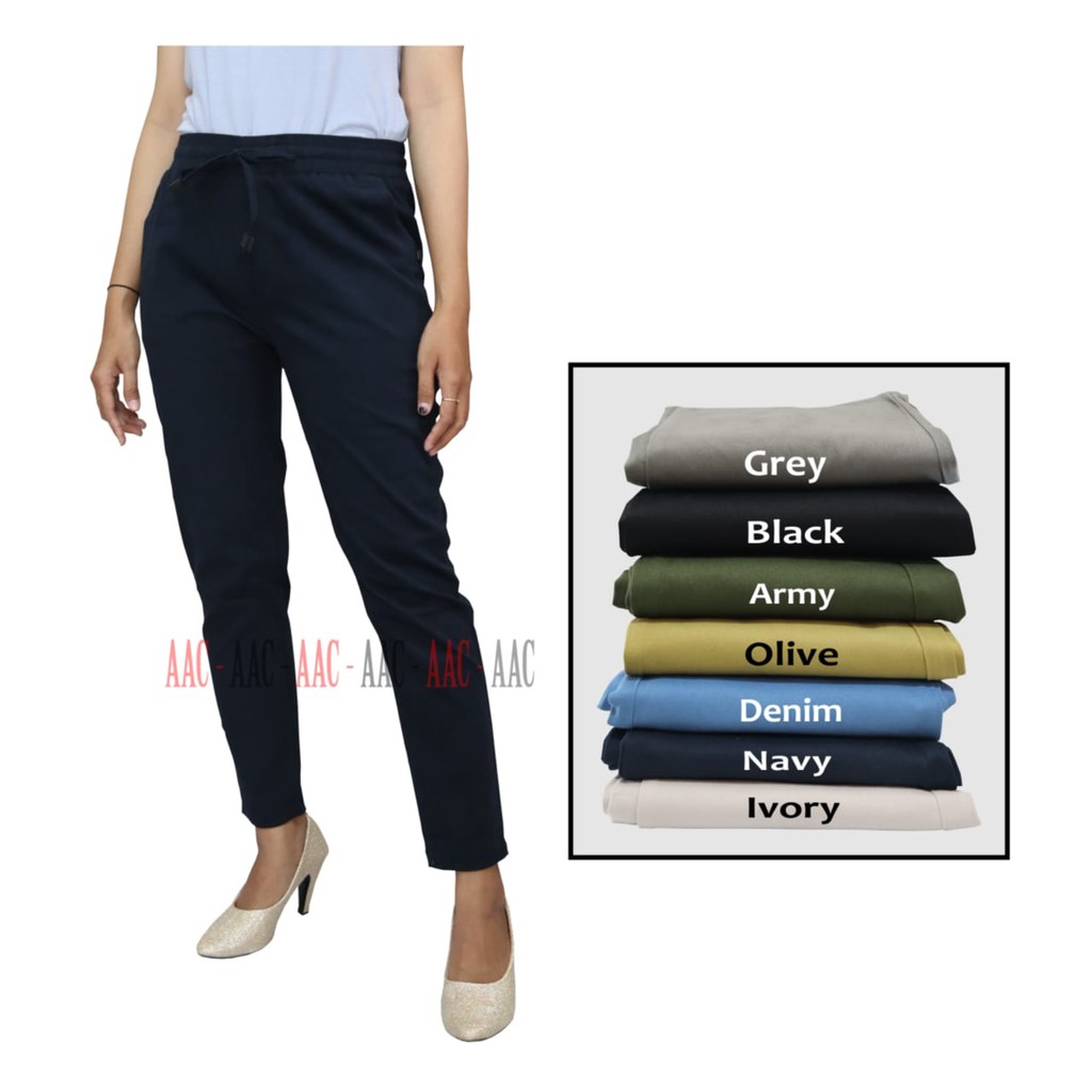 CELANA WANITA BASIC PANTS TWILL STRETCH PREMIUM