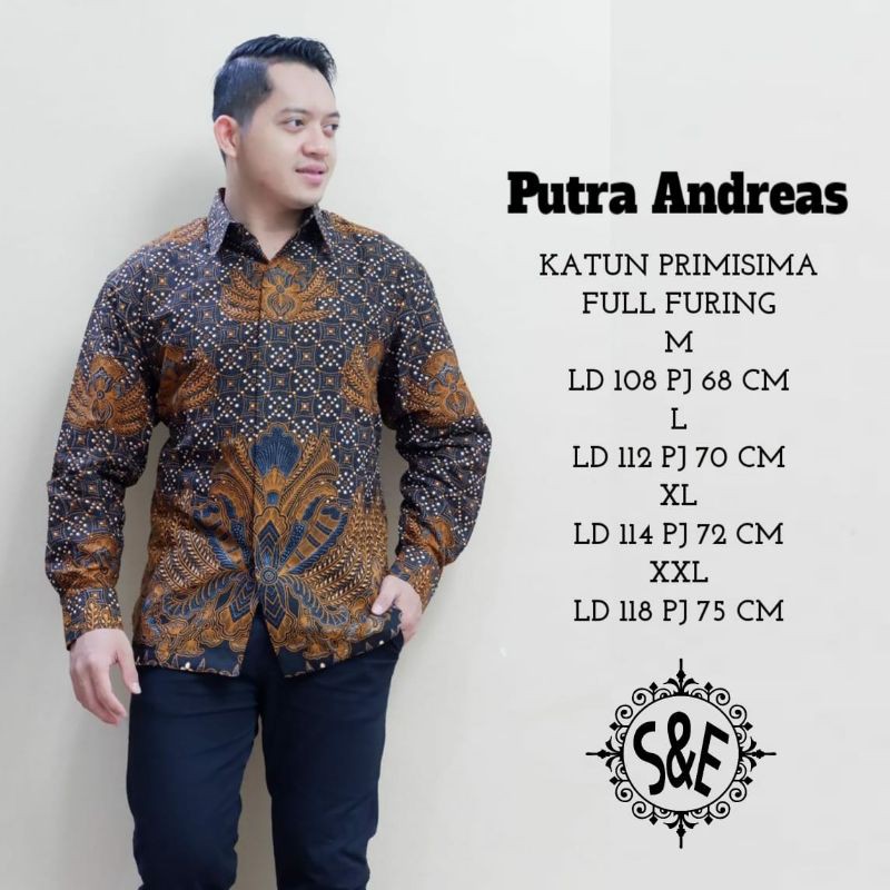 Kemeja Batik Lengan Panjang Pria Batik Pria Navy Lengan Panjang PUTRA ANDREAS