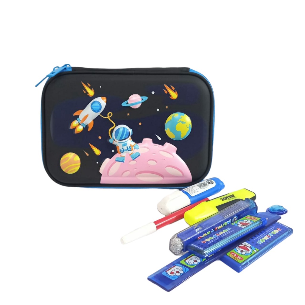 COD, ready: Tempat pensil kotak pensil 3D Unicorn Hardtop Pencil Case tempat pensil mermaid