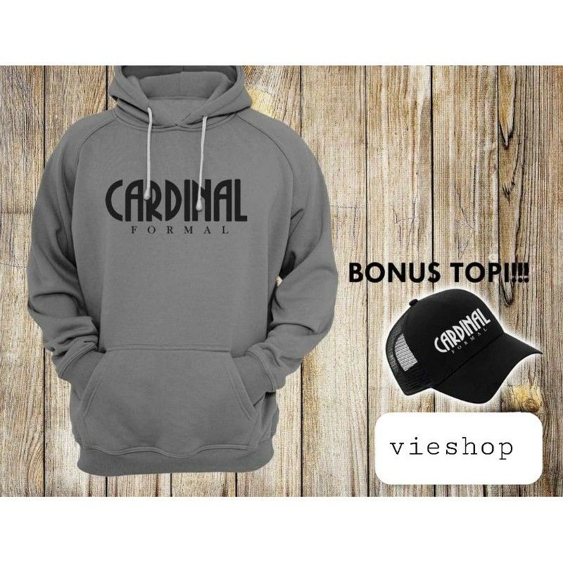 JAKET SWEATER HOODIE CARDINAL PRIA/WANITA BONUS TOPI