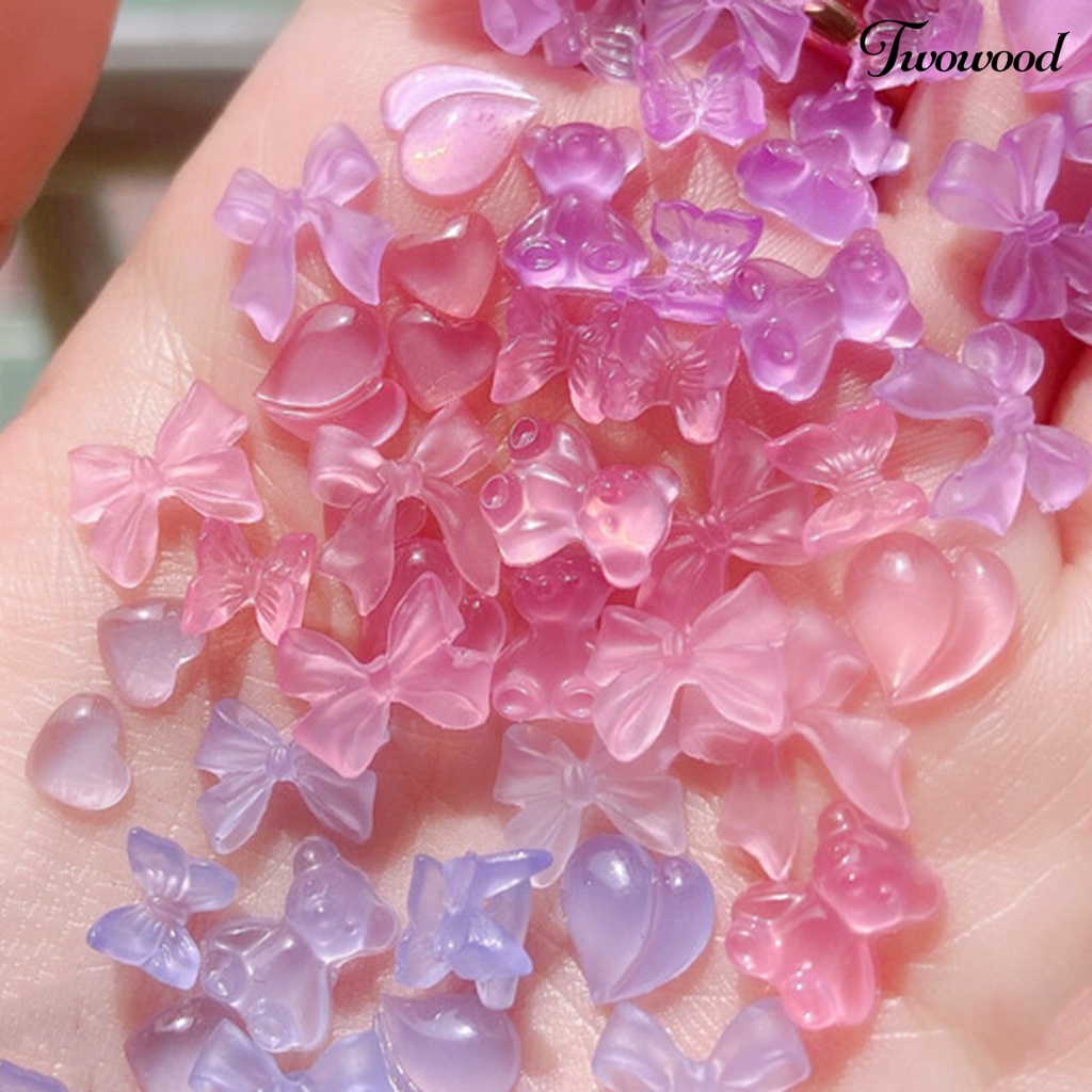 1 Kotak Ornamen Kuku 3D Bahan Resin Warna Cerah Untuk Dekorasi Manicure Wanita