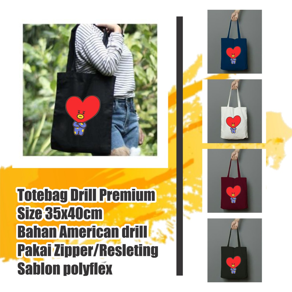 Totebag BT21 ( TATA ) ll PAKAI RESLETING