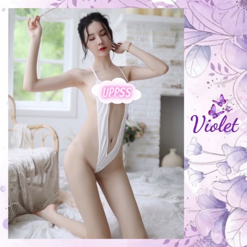 Violet Lingerie Seksi Cosplay Anime Kamisol Pakaian Tidur Wanita Transparan Babydoll 1092