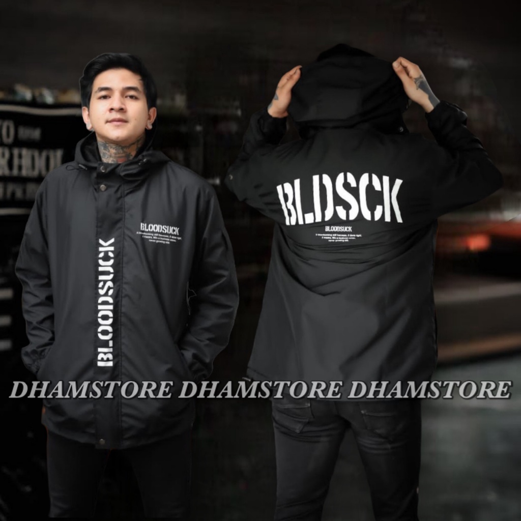 Jaket Casual Bloodsuck Jaket Parasut Pria Full Black Salviohexia