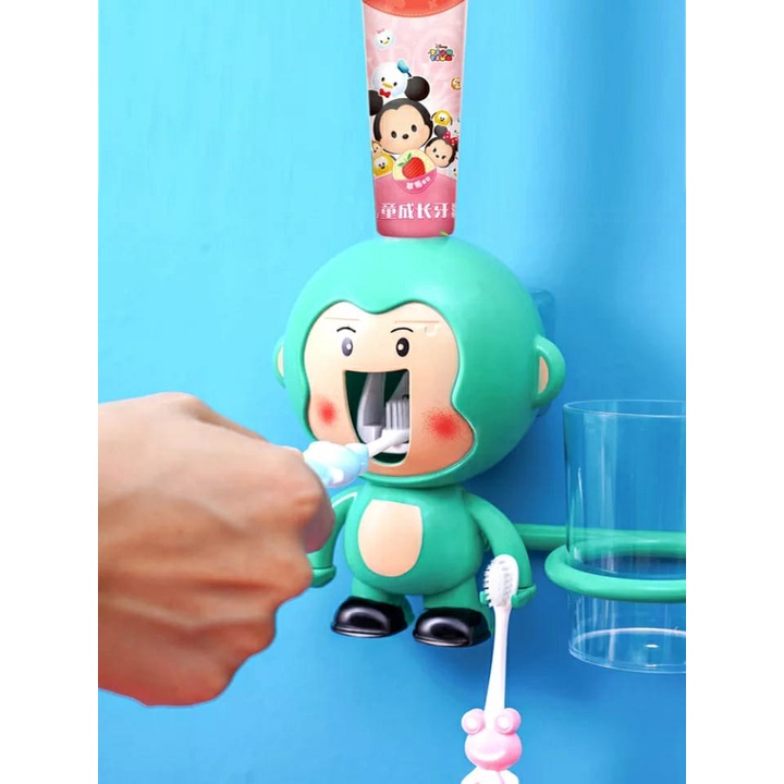 HOLDER SIKAT GIGI ANAK DISPENSER ODOL BENTUK MONKEYTooth Brush Holder / Tempat Sikat Gigi Karakter Monyet / Dispenser Sikat Gigi Monkey 11015