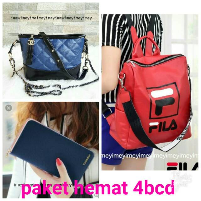 Tas terlaris...paket hemat ranselFlLA tas selempang nagita dompet polos tas mewah harga murah