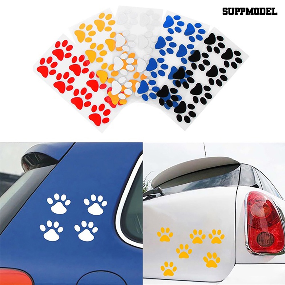 Stiker Decal Reflektif Motif Jejak Kaki Kucing Lucu Untuk Dekorasi Mobil