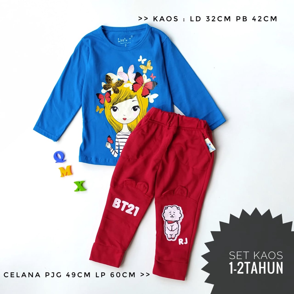 Setelan Kaos + Celana Anak Perempuan 1 - 4 Tahun PROMO!