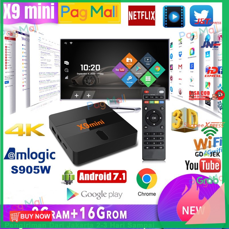 [[[BISA COD]]] Android Tv Box 2G+16G STB Android 7.1 Smart Tv Box  X9 Mini 4K Smar Tv Box Dukung COD