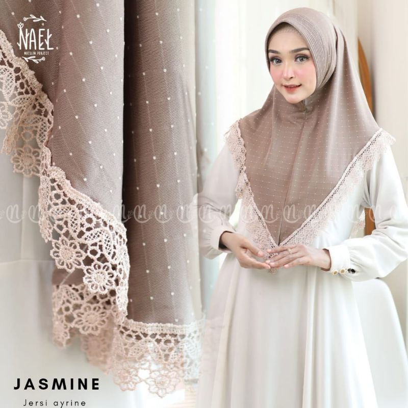 (Ori Nael) JASMINE •kerudung instan jersey ayrine•bergo pet renda