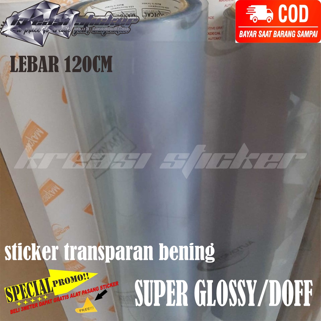 STIKER SKOTLET VPF BENING MOTOR/MOBIL TRANSPARAN BENING SUPER GLOSSY/DOFF(kasar) VPF 100 LEBAR 120CM