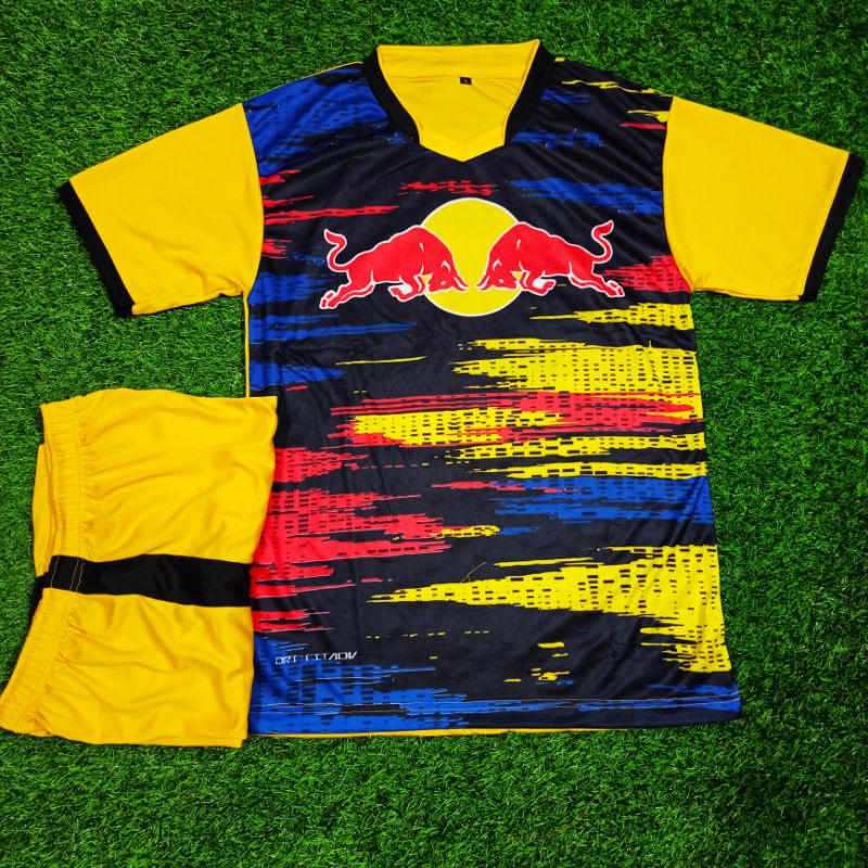 JERSEY PRINTING POLOS NON APPAREL MODEL JERSEY BOLA RB LEIPZIG AWAY 2021 2022 KUNING MERAH TERLARIS