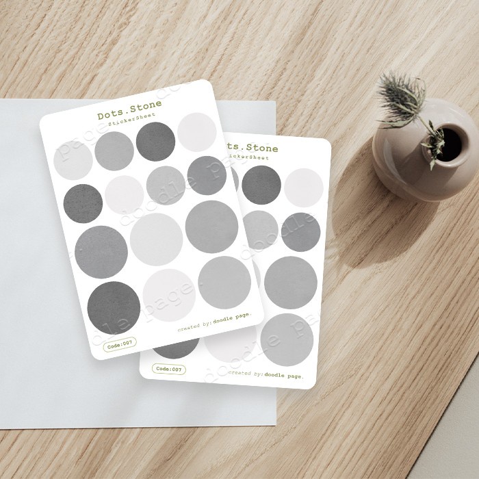 

Stone - Stiker dot bulat warna hitam abu