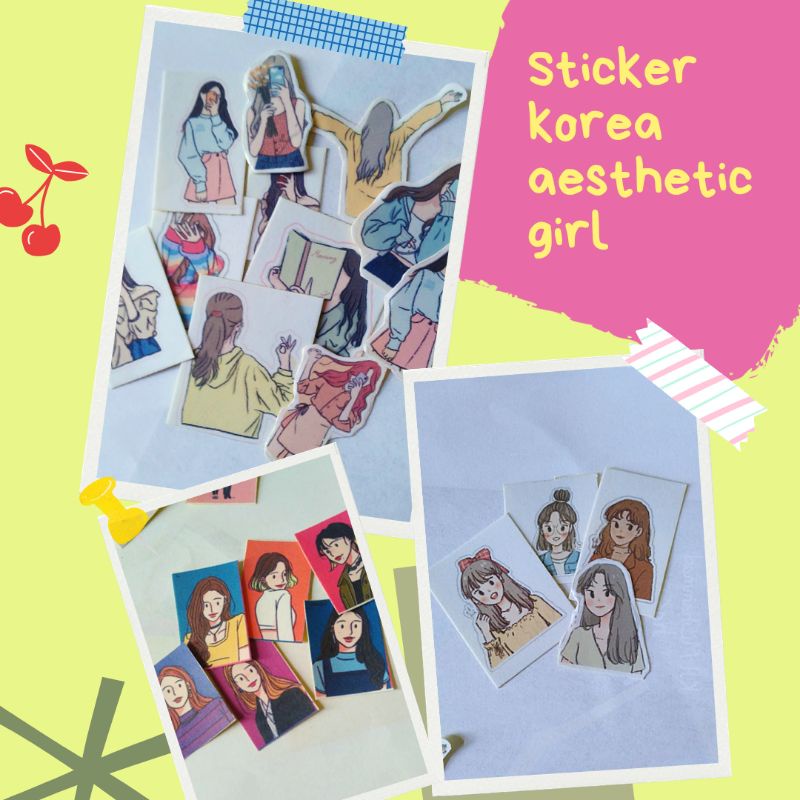 

stiker korea aesthetic girl sticker korean scrapbook jurnal album foto