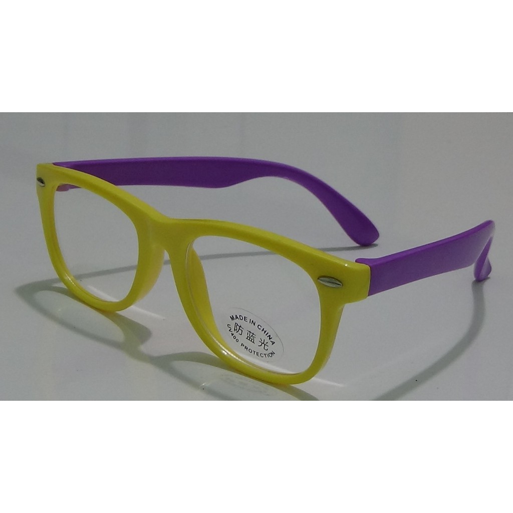 Kacamata Anak Anti Radiasi Blueray Blue Light HP Komputer Bahan Silikon Lentur Laki Laki & Perempuan-10. Kuning Ungu