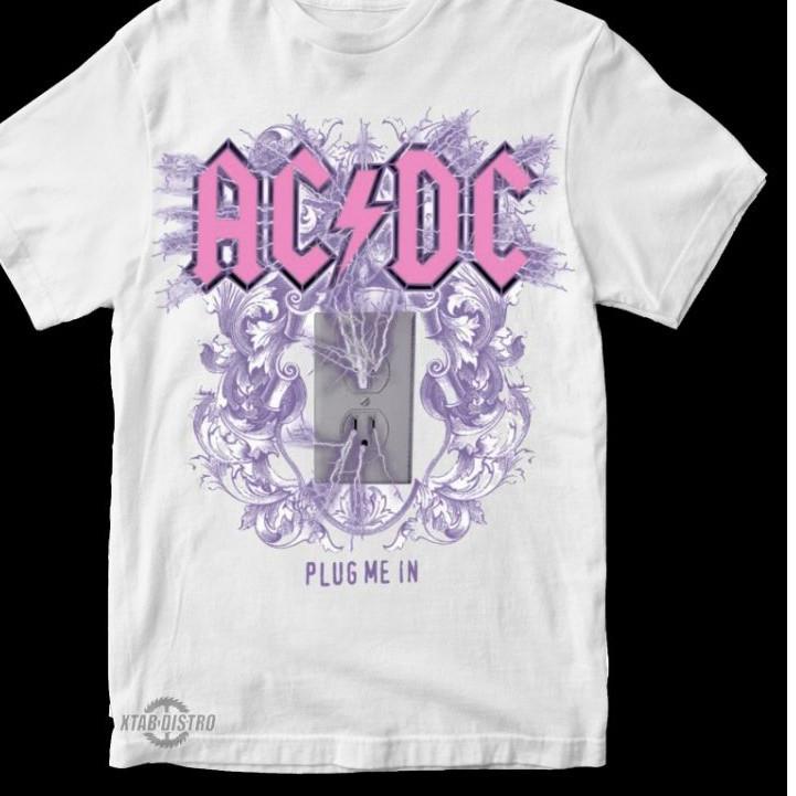 READY ✅kaos ACDC PUTIH - PLUG ME IN / kaos acdc / kaos band / acdc / vintage|RA4