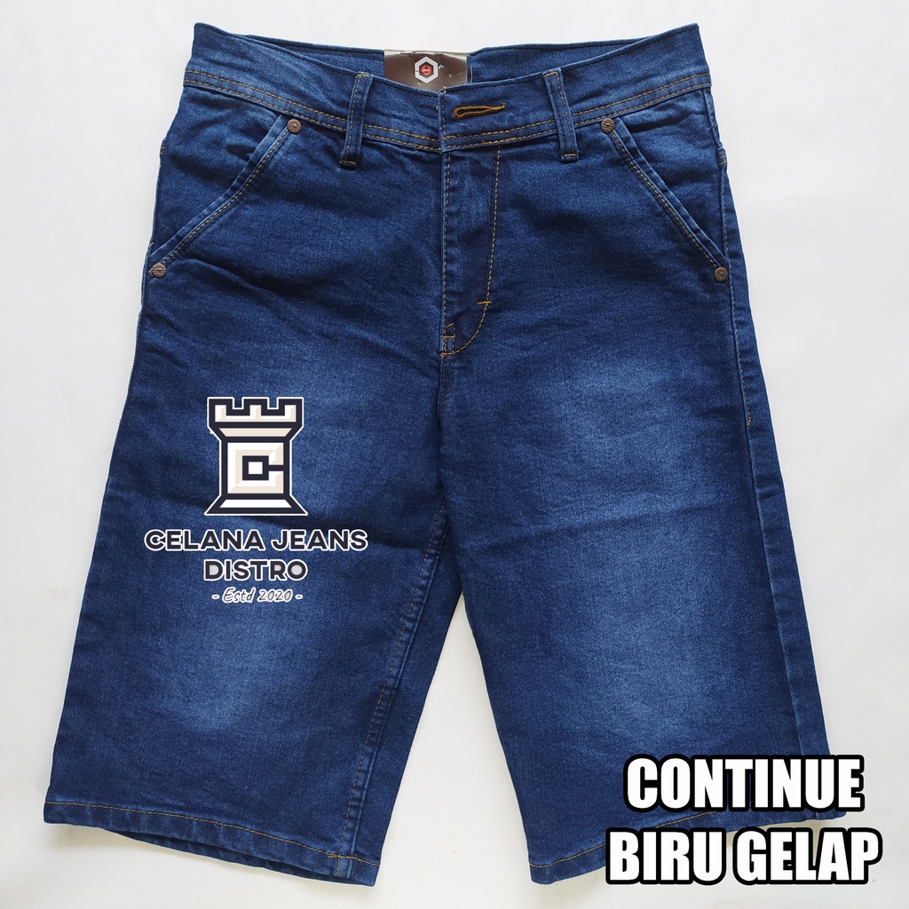 Celana Jeans Pendek Pria Biru Gelap Distro Continue