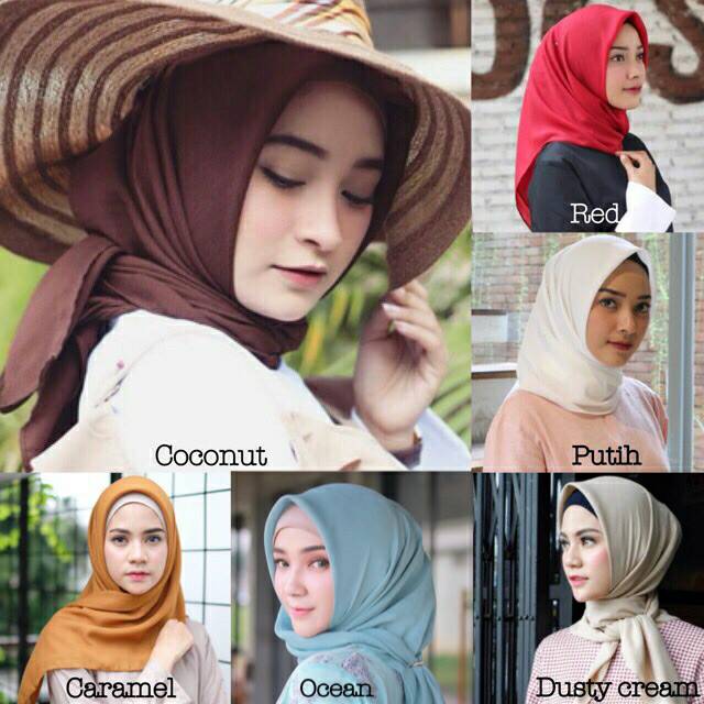 20 Inspirasi Gambar Jilbab  Bella Square Warna  Cream 