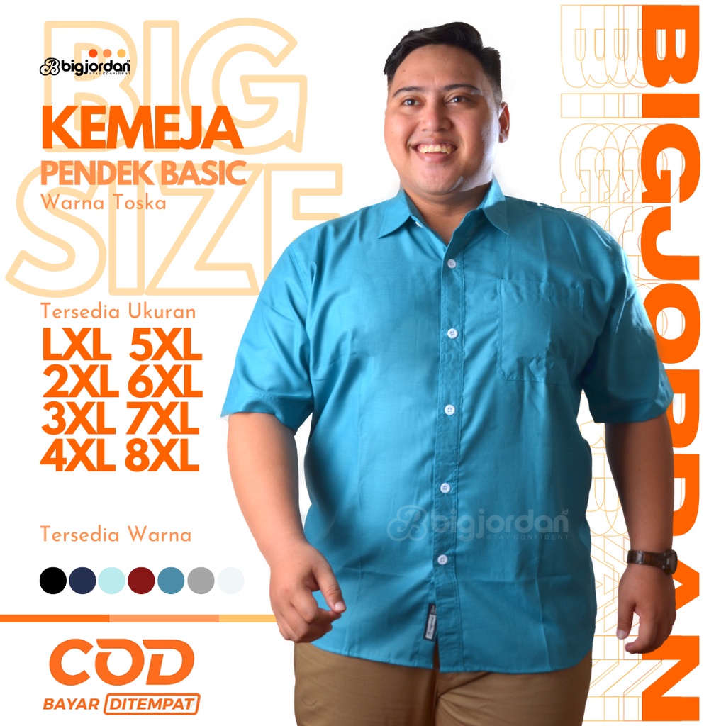 kemeja lengan pendek pria big size 3XL 4XL 5XL 6XL 7XL 8XL kemeja cowok ukuran besar baju big size