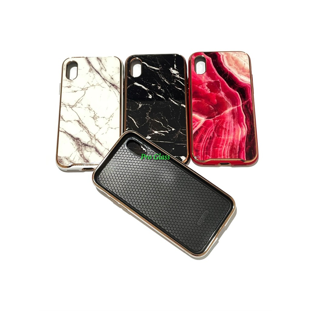 C104.5 Iphone  X / XS / XR / XS MAX Marble Glass Silicone Case Marmer