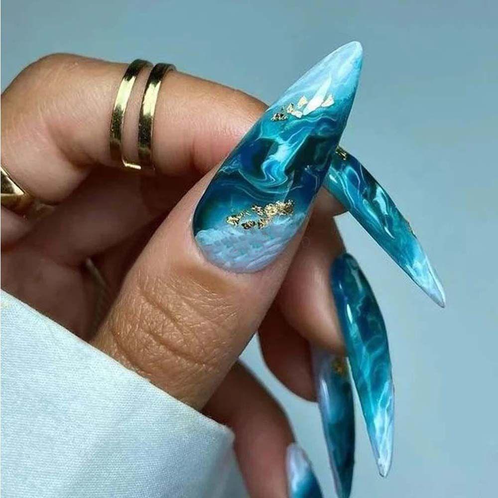 Mxbeauty Marbling Stiker Kuku 5D Relief Warna Emas Sisi Manikur Aksesoris Self Adhesive Nail Art Dekorasi