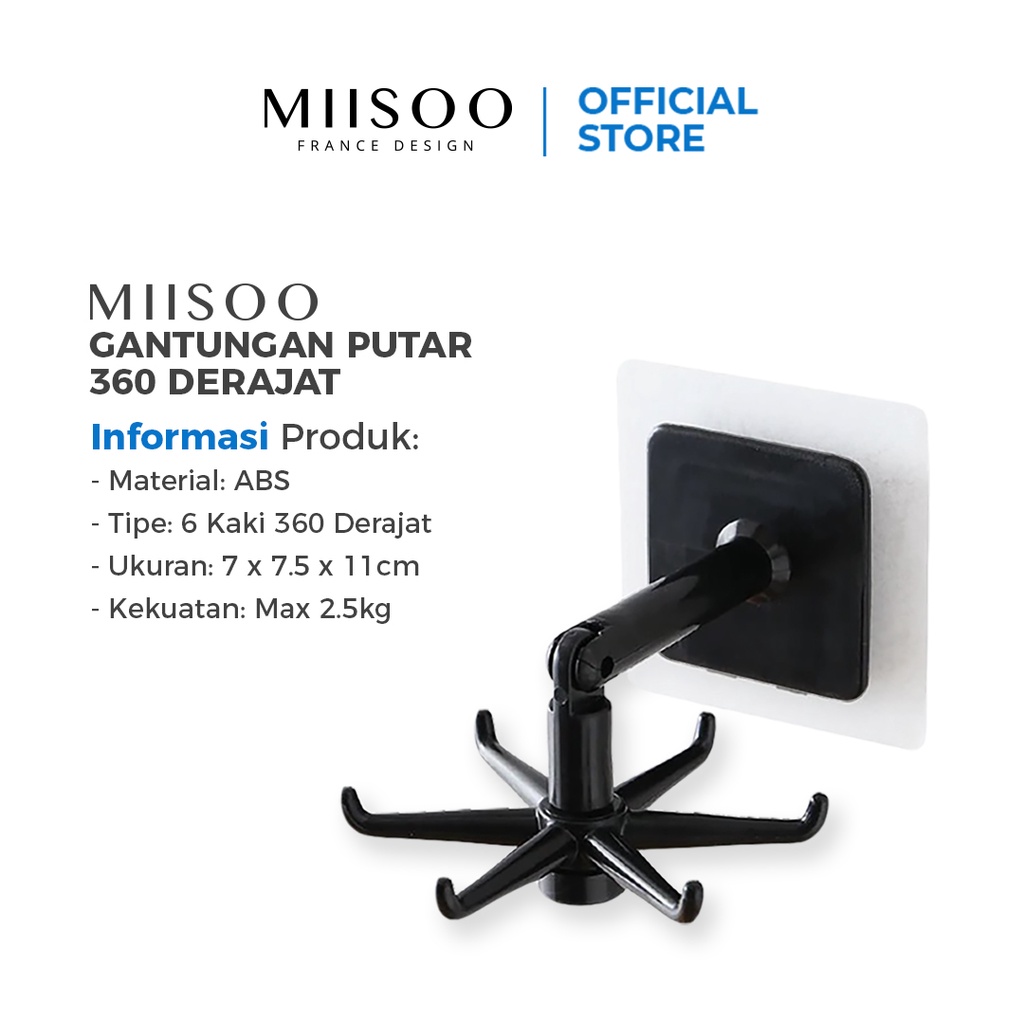 MIISOO Gantungan putar 360 derajat peralatan dapur Gantungan hook kamar mandi-2