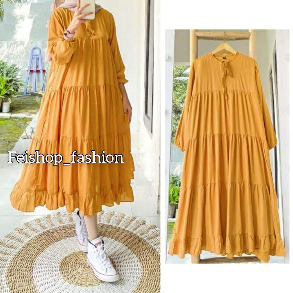 Rachel Midi Dress / Dress Wanita Terbaru Bahan Katun Rayon