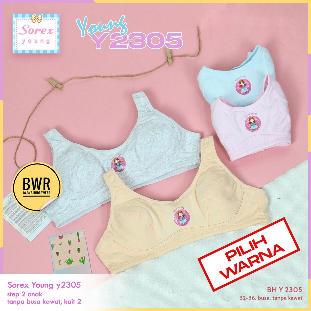 Bra Sorex Y2305 Young / Remaja Bh Sorex 2305 Step 2 Tanpa Busa Kawat Kait 2 PILIH WARNA | Bwr