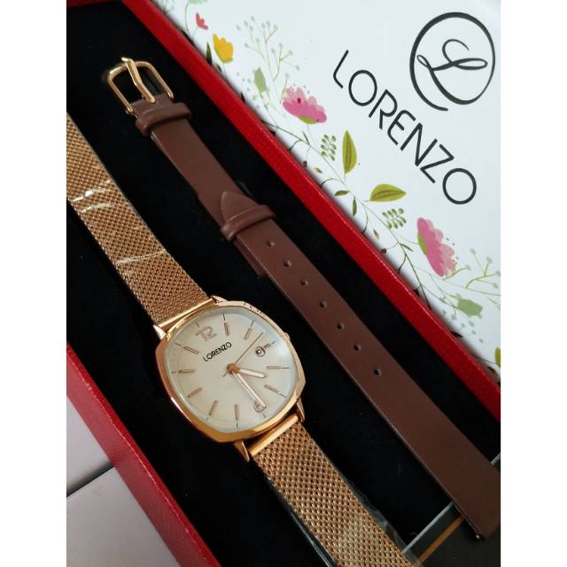 Jam tangan lorenzo wanita 1030 rosegold original