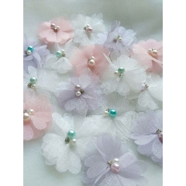 Bunga Solder / bunga organza / aplikasi bunga