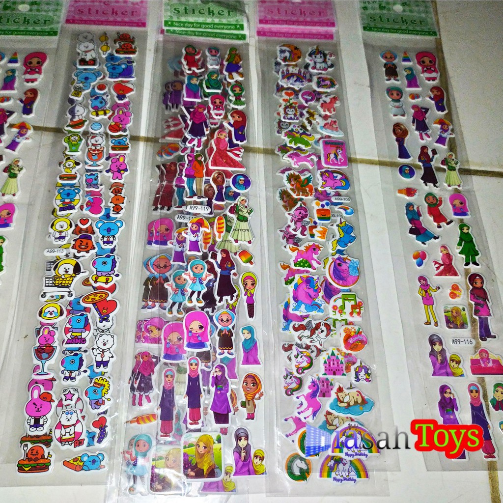 Sticker Panjang Motif Karakter 3D - Mainan anak perempuan Stiker Timbul