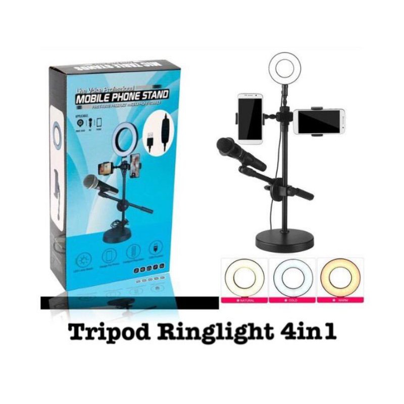 Tripod Ring light 4 IN 1 Holder Microphone + ring light