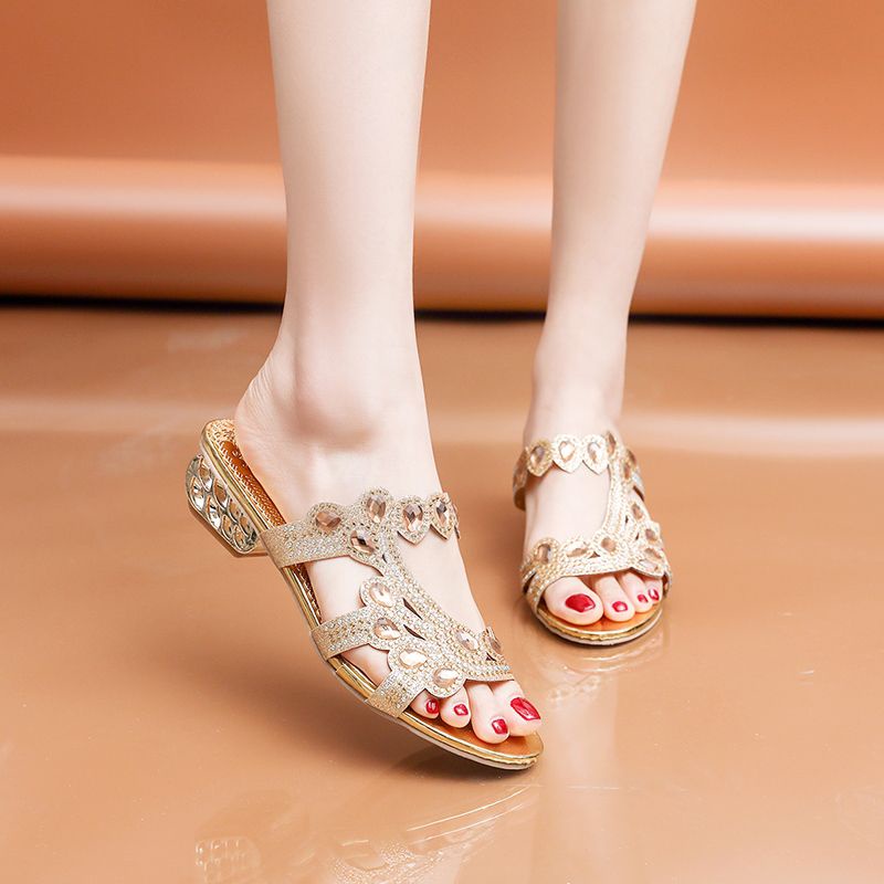 Permata Sandal Heels Pesta Wanita 8806-02 Mewah Hak Tahu 3.5cm Import