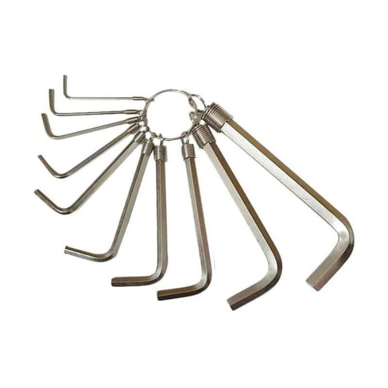 kunci L set 10pcs hex key ring 10set 10pc 10in1 tools wrench hexagon hexa chrome crome