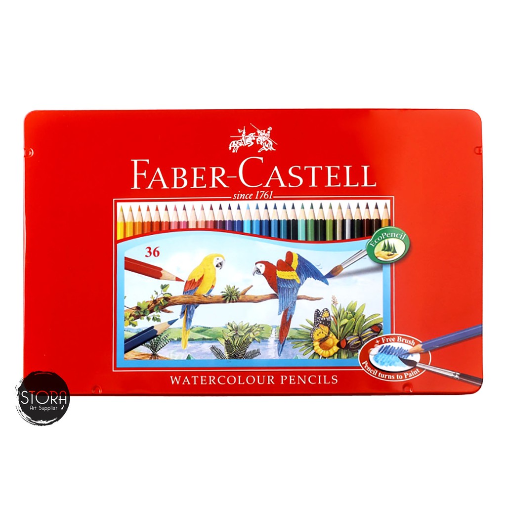 

PENSIL WARNA FABER CASTELL WATERCOLOUR TIN 36 Free 1 buah kuas
