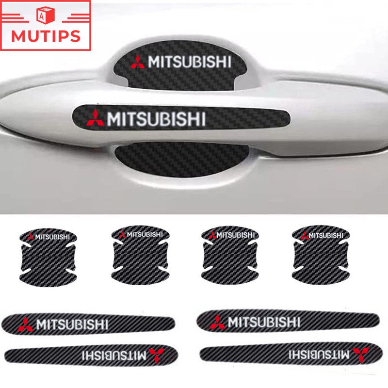 Mitsubishi 8Pcs Stiker Pelindung Handle Pintu Mobil Bahan Serat Karbon Untuk Xpander Lancer Pajero Outlander Attrage Mirage Horse