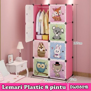 Lemari Plastik 8 Pintu /Rak Baju /Lemari Portable Serba /lemari karakter/ lemari 3D