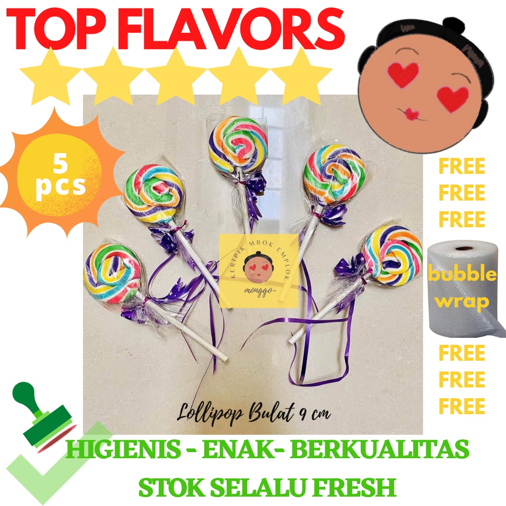 

PERMEN LOLIPOP 9 CM 5 PCS BULAT WARNA WARNI LOLLIPOP PERMEN ANAK