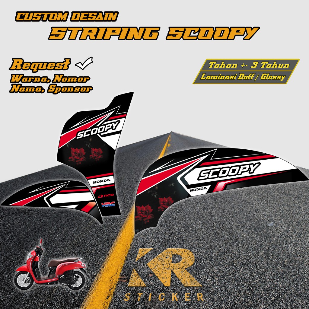 Striping Scoopy Bunga Custom Desain Stiker scoopy Stiker Striping scoopy Gratis request