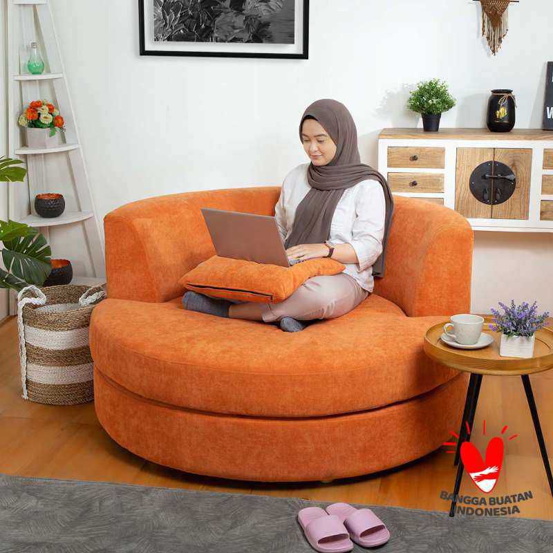 KURSI SOFA SANTAL BULAT OTOMAN MODERN MINIMALIS / KURSI SOFA MALAS / KURSI SOFA HOTEL /  SOFA SINGLE