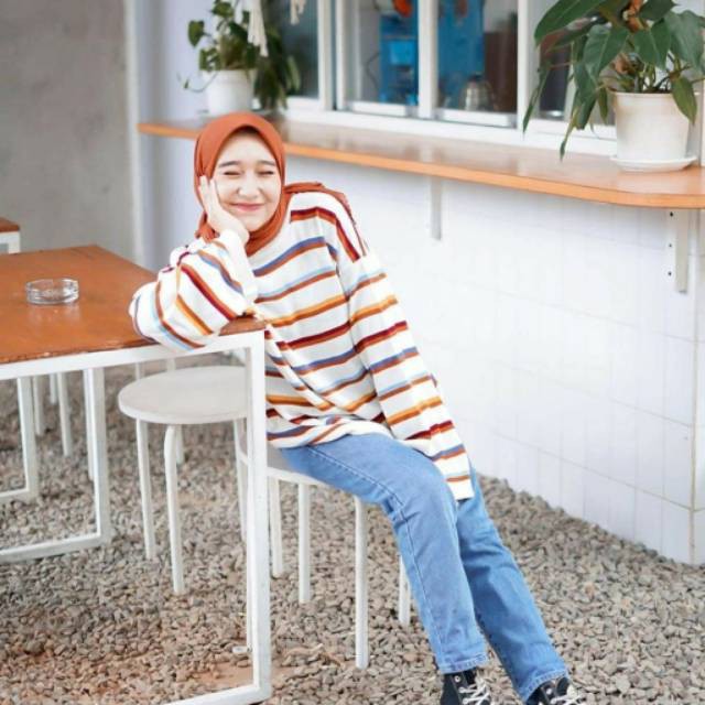 Stripe sweater Rainbow Knit / Sweater Rajut Wanita by giter's clothing