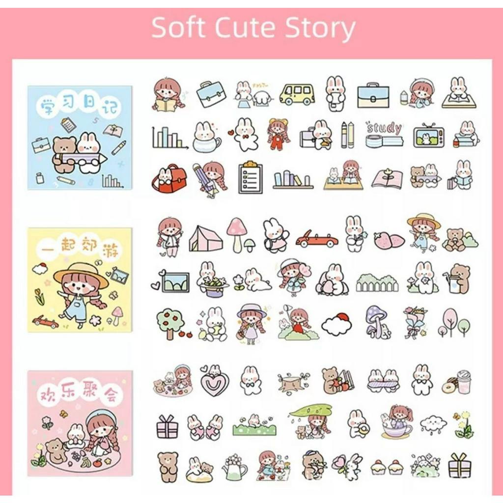 SC ISI 50PCS STIKER DIY ANEKA DESAIN MOTIF KARTUN LUCU || STIKER KARTUN DEKORASI DIARYSCRAPBOOK - BD