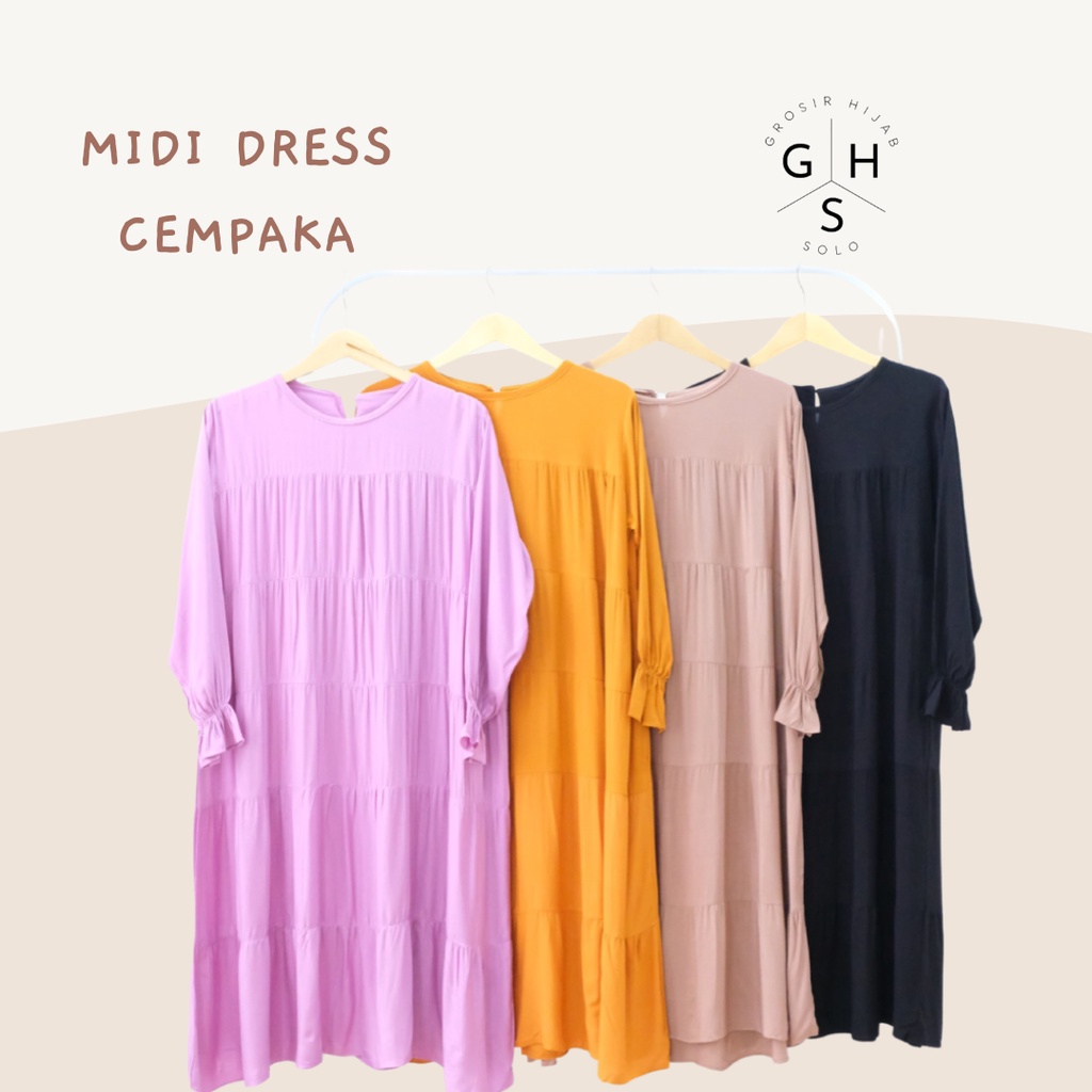 (DBY) LONG TUNIK CEMPAKA BUSUI MIDI DRESS RAYON OVERSIZE