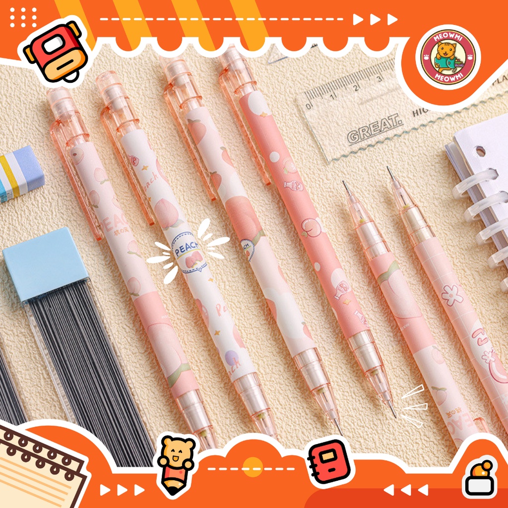 

Pensil Mekanik Motif Peach 0.5mm Pensil Pencet Lucu PS0041