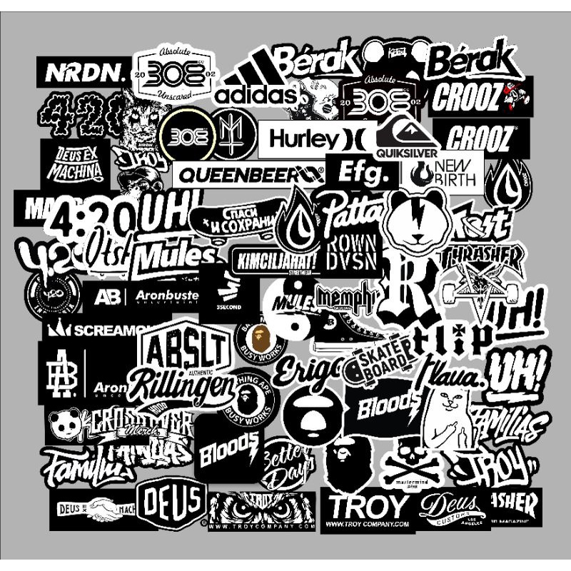 Stiker Sticker Brand Distro Paket 20 Vinil Case Phone band Thailook Racing skate surf thrift clothin