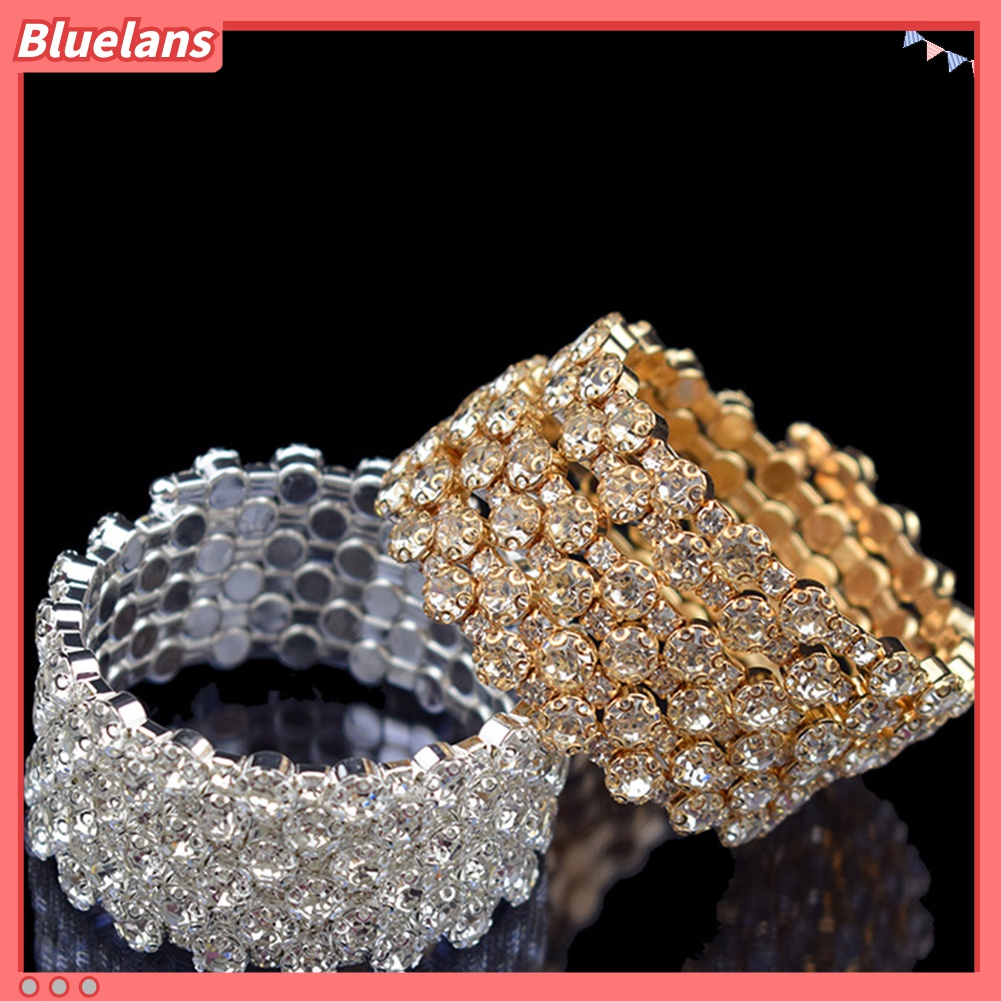 Bluelans Gelang Bangle Cubic Zirconia Multi Baris Untuk Wanita