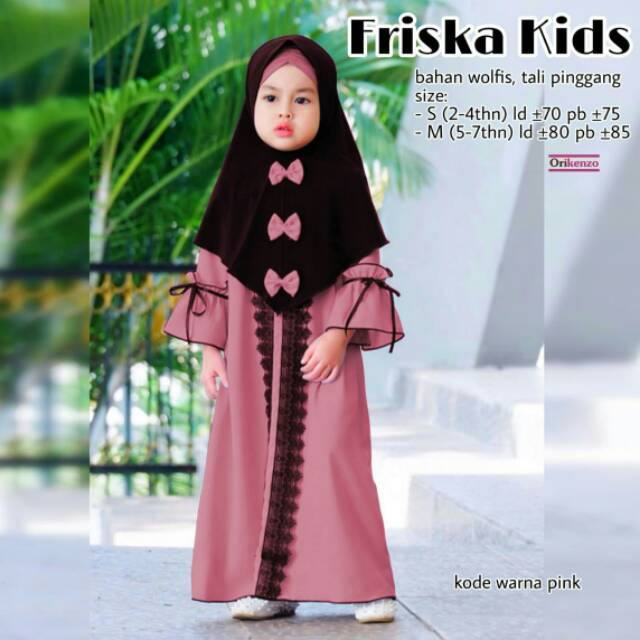 Baju muslim anak gamis syari set anak Friska Kids Ori by Orikenzo