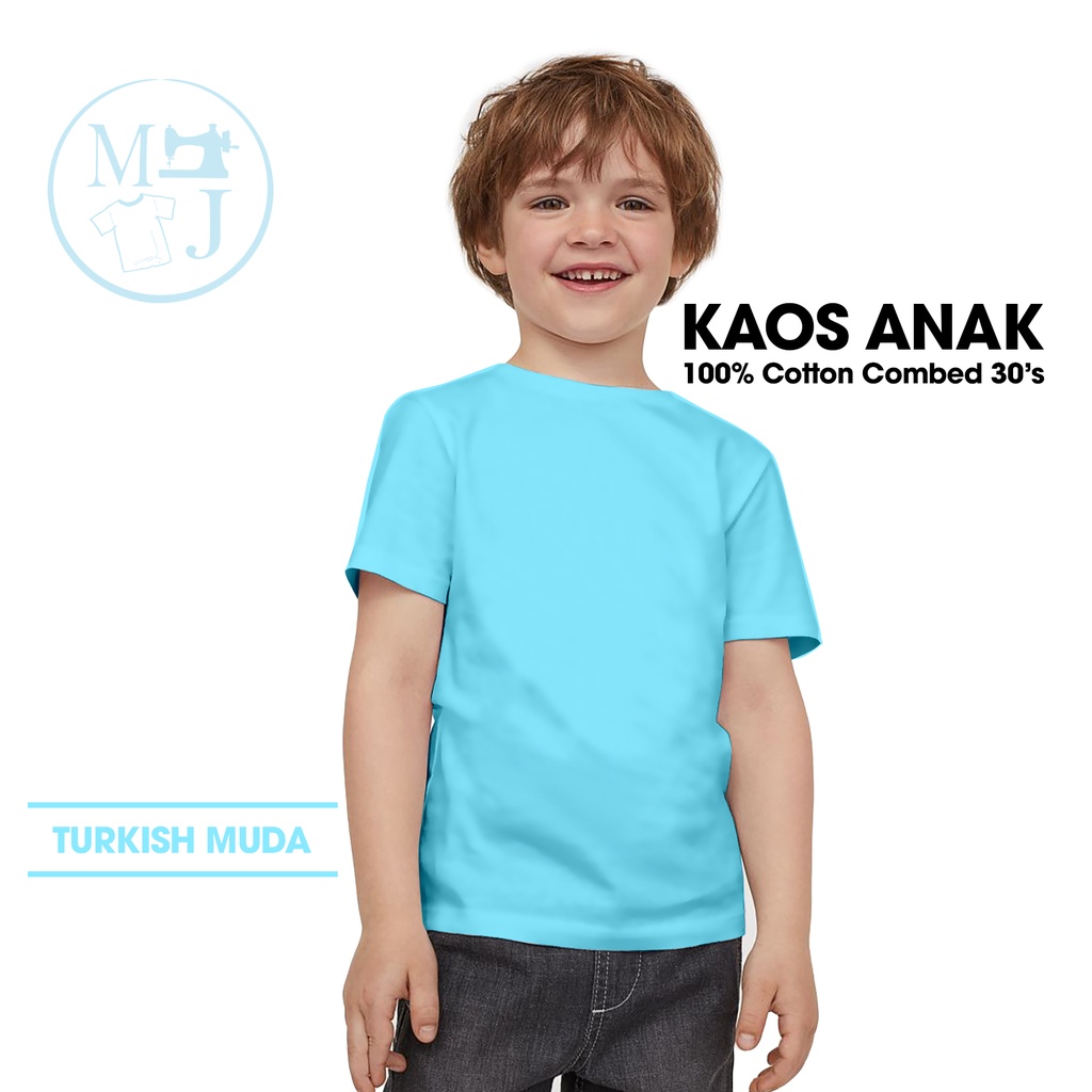 Kaos polos Turkish Muda /Fashion anak / Kaos polos anak combed 30s / Kaos anak murah / Kaos anak Ice Blue